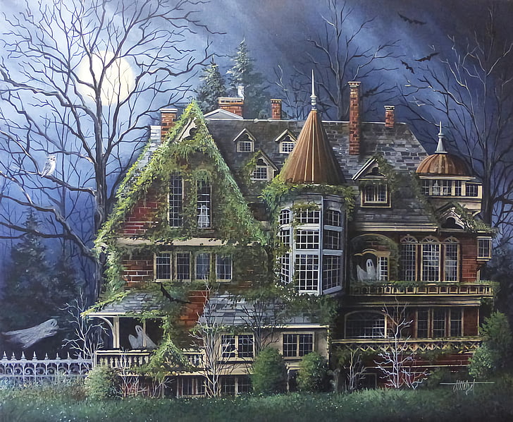 Holiday, Halloween, Ghost, Haunted, House, architecture, built structure