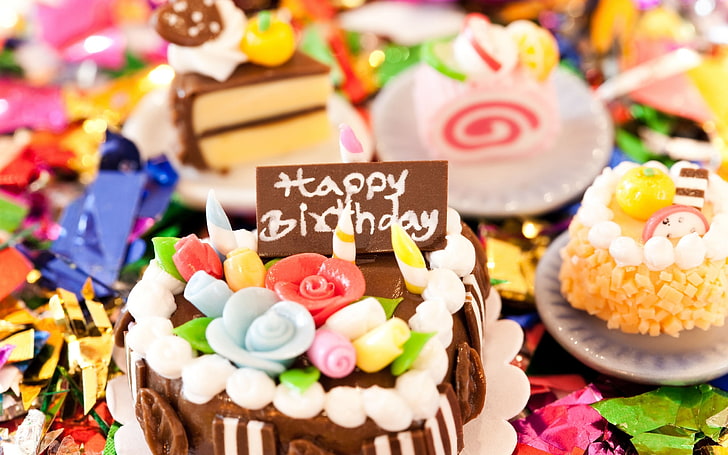 happy birthday cake, background, Wallpaper, food, chocolate, cream, HD wallpaper