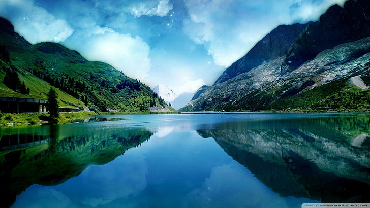 lake, mountains, HD wallpaper