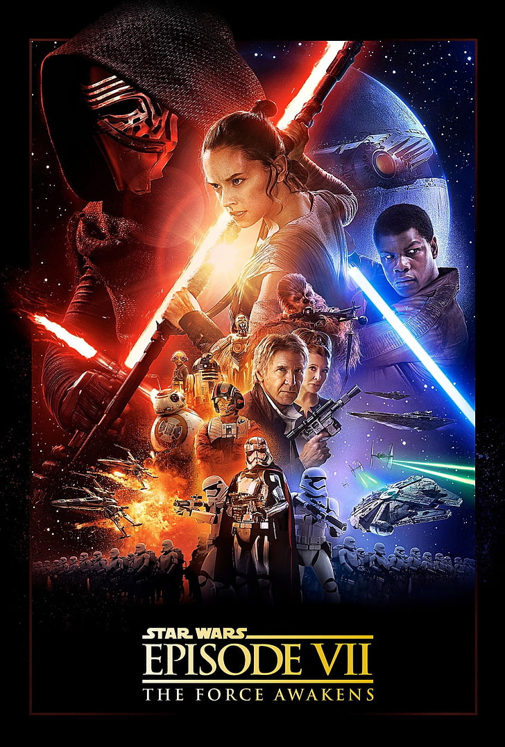 Star Wars: The Force Awakens, movies, movie poster, men, celebration, HD wallpaper