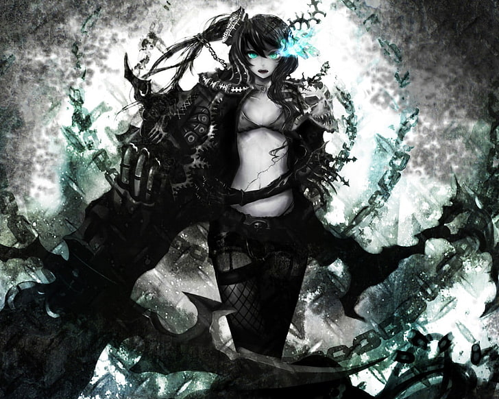 Black Rock Shooter, chains, weapon, anime girls, one person