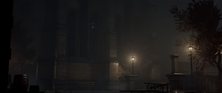 Vampyr, video game art, mist, city, London, dark, church