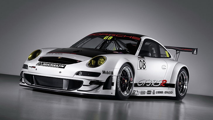 silver race car, Porsche, Motorsport, rechange, gt3 rs, porsche 911, HD wallpaper