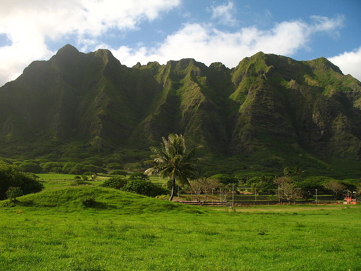 oahu, Hawaii, landscape, island, clouds, photography, plant, HD wallpaper