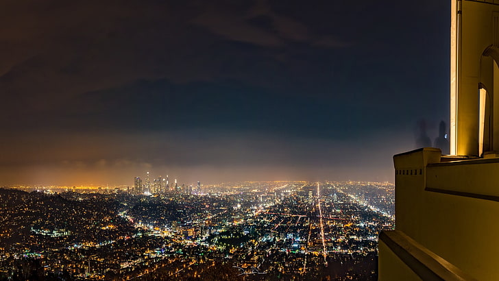 Los Angeles, cityscape, city lights, night, urban, architecture, HD wallpaper