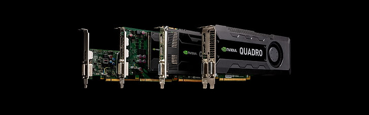 four gray graphics cards, Nvidia, GPUs, computer, simple background, HD wallpaper
