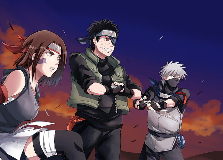 Hatake Kakashi, Rin and Obito illustration, Anime, Naruto, Kakashi Hatake, HD wallpaper