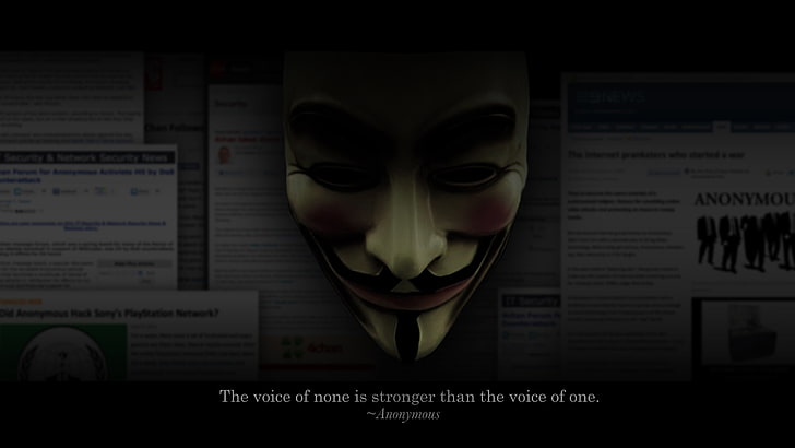 computer, anonymus, hacker, quotes, message, disguise, mask, HD wallpaper