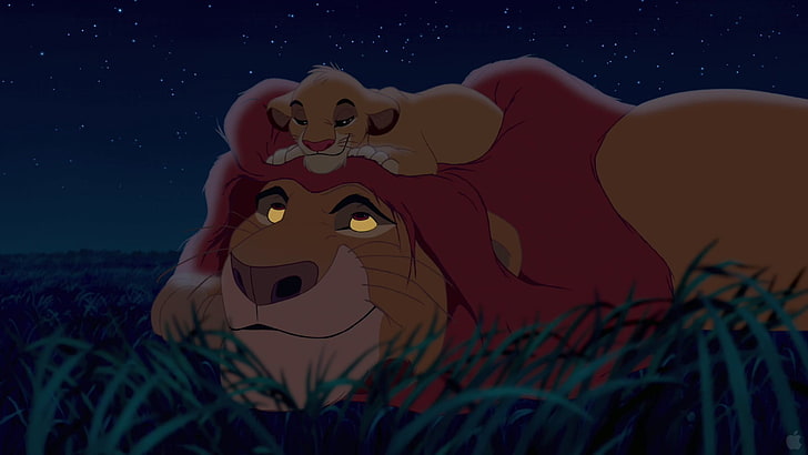 Lion King Simba and Mufasa, movies, The Lion King, Disney, animated movies