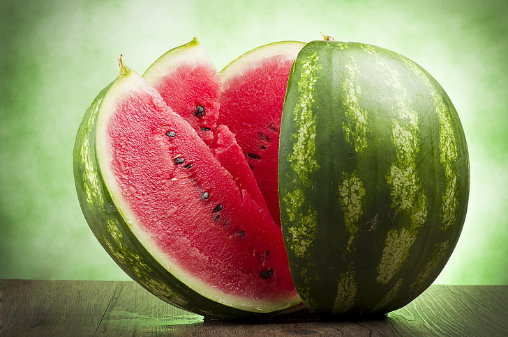 sliced watermelon fruit, berry, slices, water melon, food, ripe, HD wallpaper