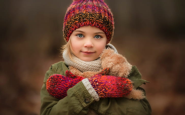 Cute little girl, smile, portrait, hat