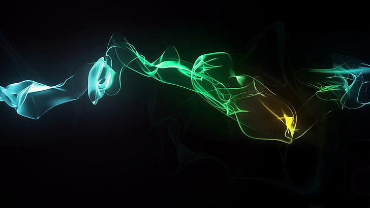 green, yellow, and blue smoke wallpaper, veil, colorful, background, HD wallpaper