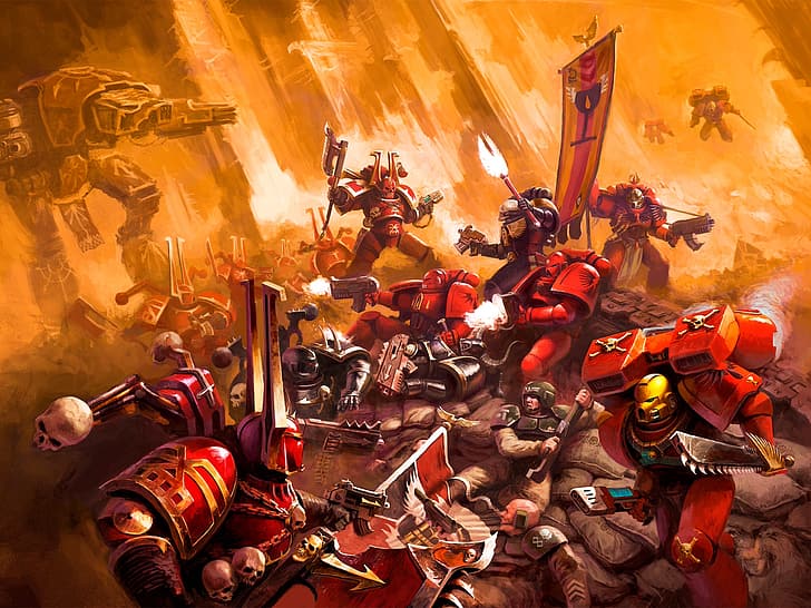 battle, Space Marine, Warhammer 40000, Chaos, space Marines, HD wallpaper