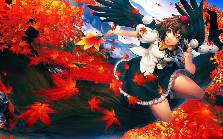 Scarlet Weather Rhapsody Anime HD, female anime character in black mini skirt with wings