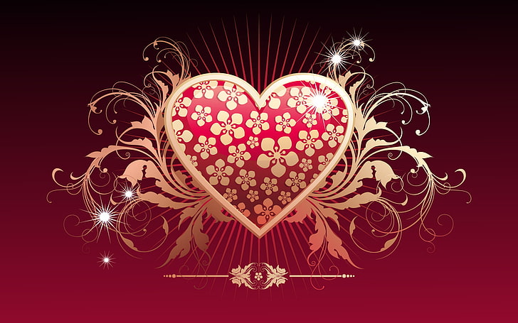 HD wallpaper: red and gold heart clip art, love, vector, heart Shape,  illustration | Wallpaper Flare