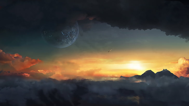 Sci Fi, Landscape, Cloud, Planet, Sky, Sunset