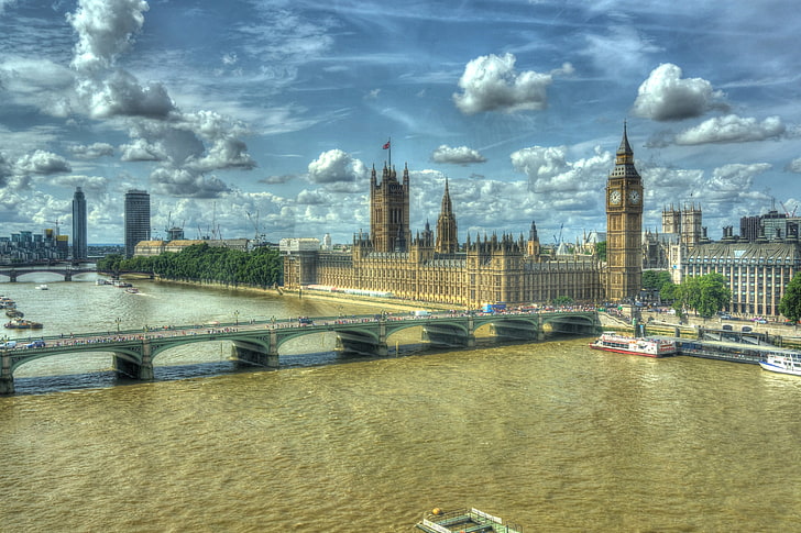 London, HDR, bridge, Big Ben, built structure, architecture