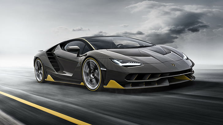 Lamborghini, black, motion blur, yellow, vehicle, road, car, HD wallpaper