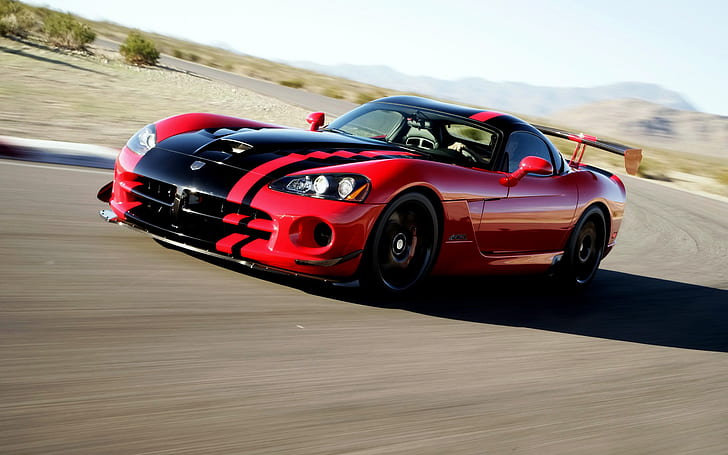 Dodge Viper ACR Motion Blur HD, red and black race car, cars, HD wallpaper