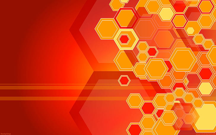 Orange Hexagons HD 1080p, vector, HD wallpaper
