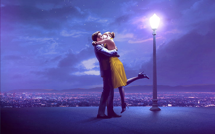 movies, dancing, Ryan Gosling, Emma Stone, La La Land, purple, HD wallpaper