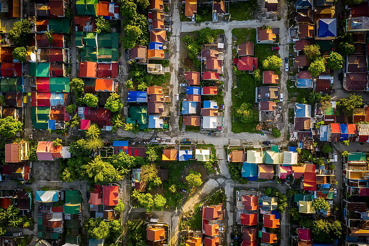 aerial view, Manila (City), colorful