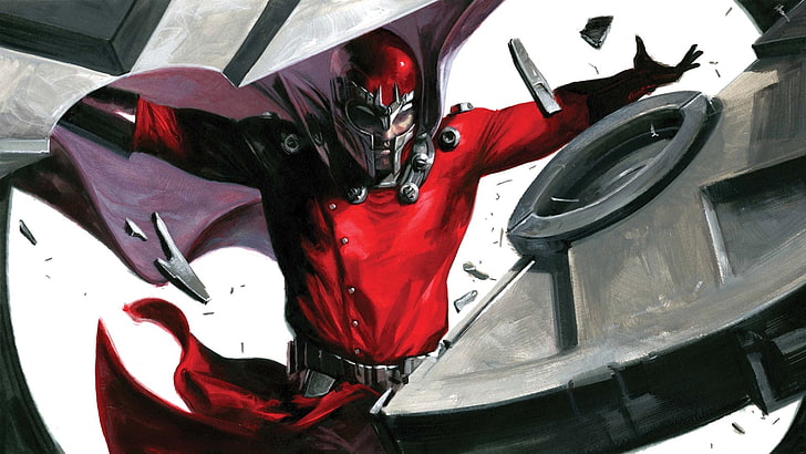 Marvel Comics Magneto, X-Men, red, no people, close-up, reflection