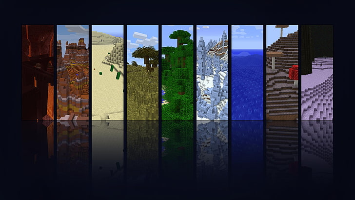 Minecraft collage poster, video games, business, skyscraper, backgrounds