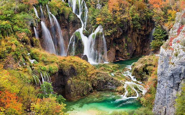 landscape, nature, waterfall, national park, Croatia, Plitvice Lakes National Park, HD wallpaper