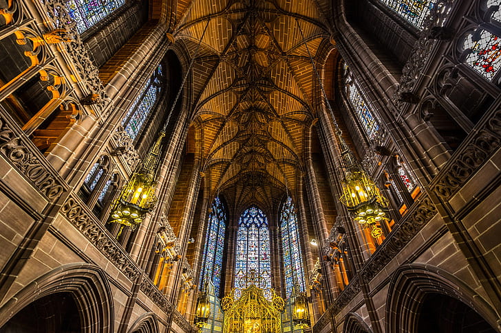England, Liverpool, Cathedral, the nave, HD wallpaper