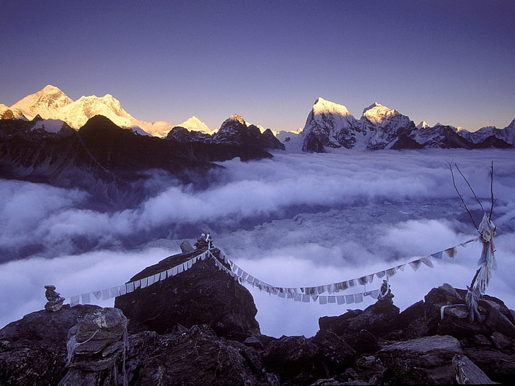 snowy mountains, nature, landscape, Nepal, Himalayas, scenics - nature