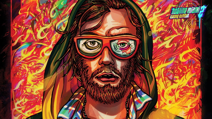 man in eyeglasses painting, Hotline Miami, video games, Hotline Miami 2: Wrong Number, HD wallpaper