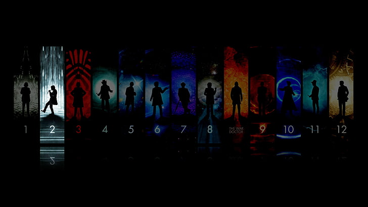 silhouette of standing people, Doctor Who, group of people, real people, HD wallpaper
