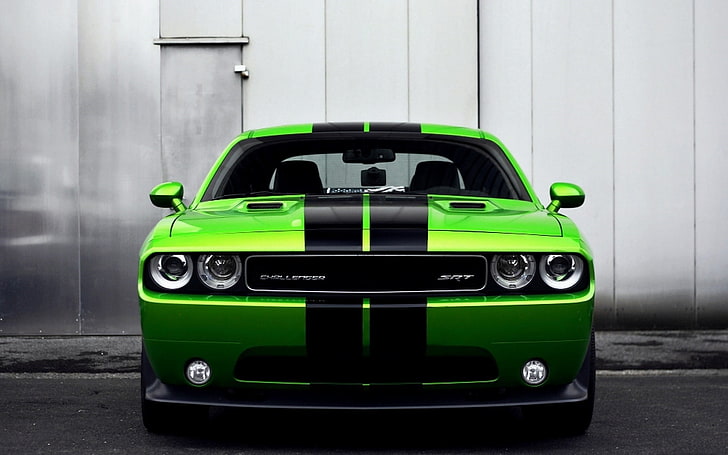 green and black sports vehicle, Dodge Challenger, car, Dodge Challenger Hellcat, HD wallpaper