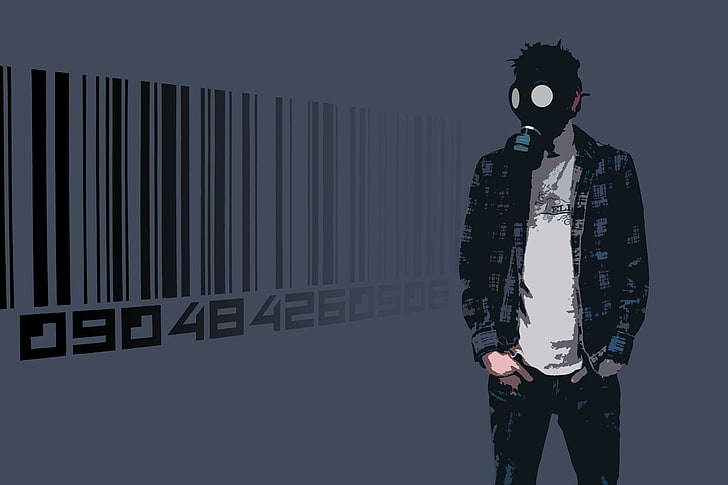 gas masks, one person, standing, three quarter length, young adult, HD wallpaper
