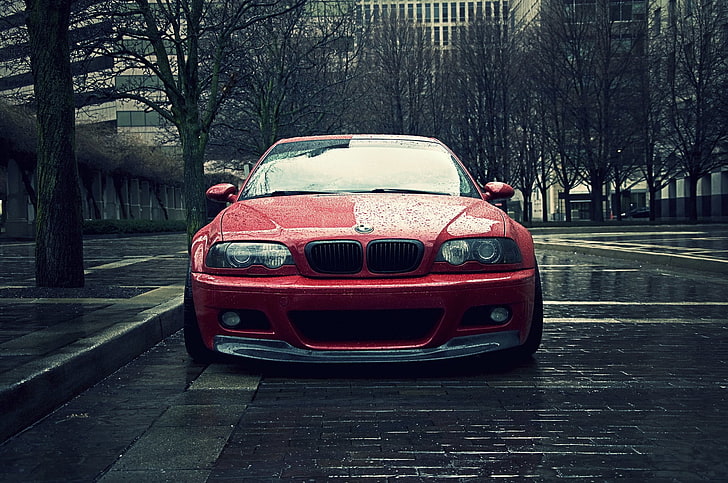 red BMW E46 M3, coupe, bmw m3, car, land Vehicle, sports Car