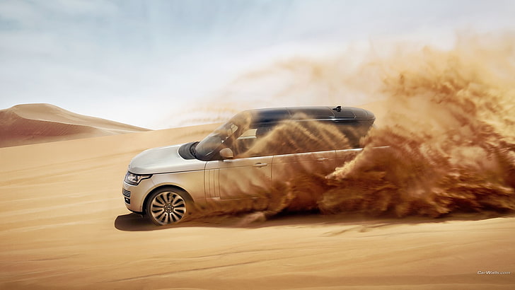 Range Rover, car, desert, mode of transportation, motor vehicle, HD wallpaper