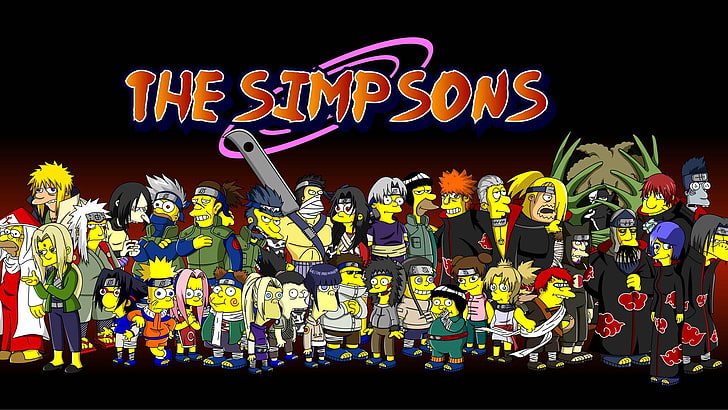 The Simpsons Naruto digital wallpaper, naruto akatsuki, Naruto Shippuuden, HD wallpaper