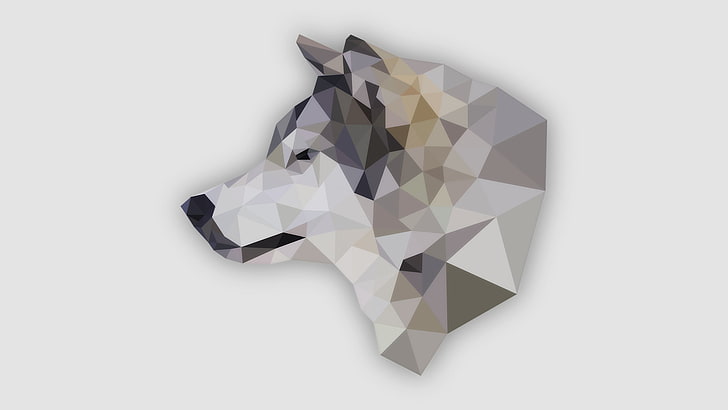 gray and white wolf illustration, animals, simple, white background, HD wallpaper