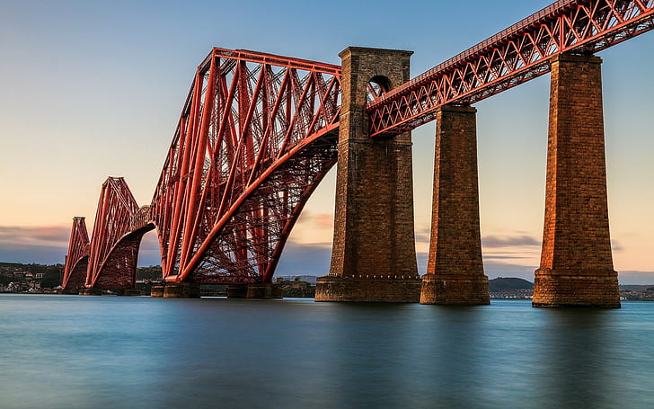 Forth Bridge, Edinburgh, water, sea, UK, Scotland, architecture, HD wallpaper