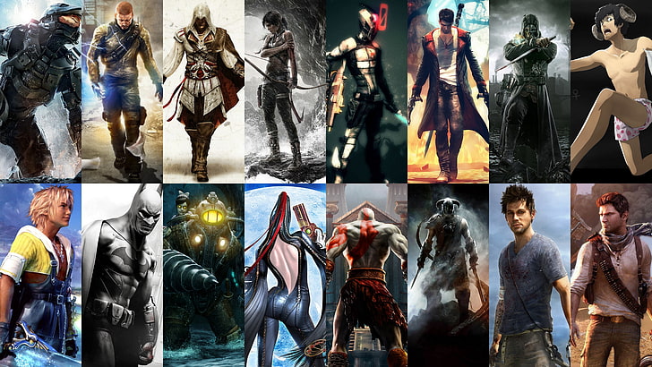 assorted game characters collage, assorted-character video game wallpaper photo