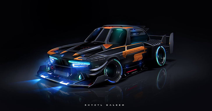 Khyzyl Saleem, artwork, car, vehicle, BMW, futuristic, simple background