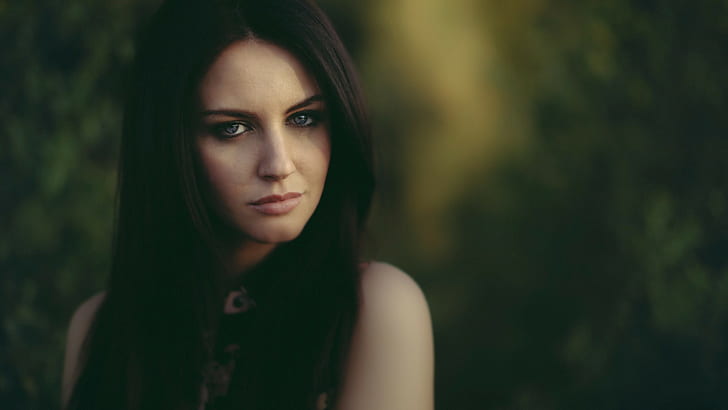 Aurela Skandaj, blue eyes, model, women, face, David Olkarny, HD wallpaper