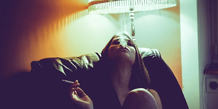 women, smoking, brunette, cigarettes, HD wallpaper