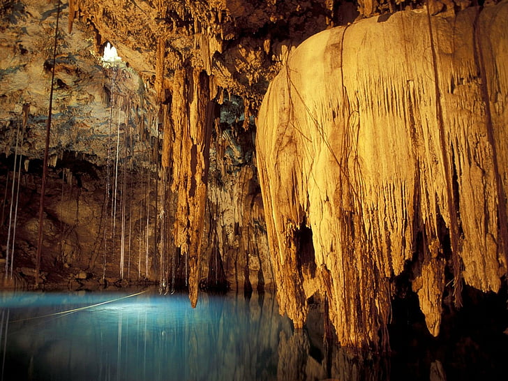 caves, formations, lakes, mexico, nature, rock, underground