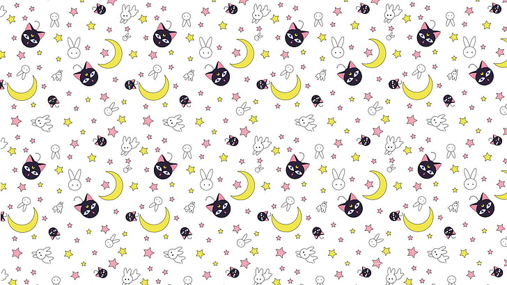 Sailor Moon Luna illustrations, cat, the moon, texture, neko