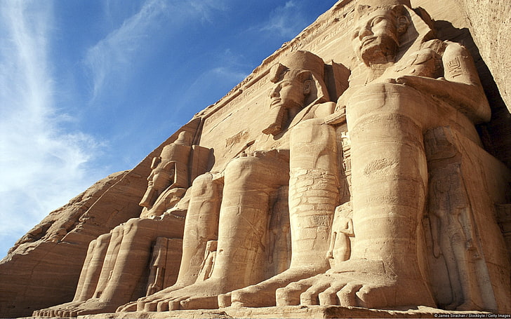 Abu Simbel, Egyptian, history, low angle view, ancient, the past, HD wallpaper