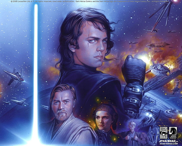 Star Wars, Anakin Skywalker, Jedi, Obi-Wan Kenobi, night, young adult