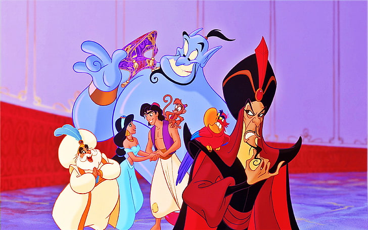The Sultan Princess Jasmine Aladdin Parrot Lago Jafar Wizard Monkey Abu Spirit Of Aladdin’s Lamp Disney Characters Hd Wallpaper 3840×2400