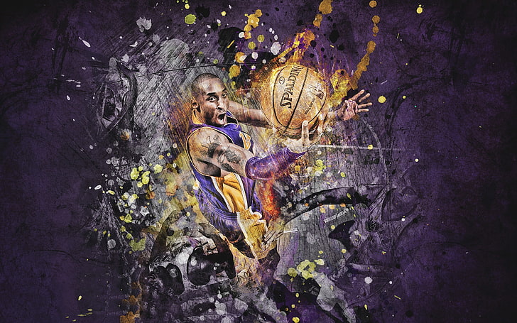 Kobe Bryant illustration, Figure, The ball, Basketball, Purple